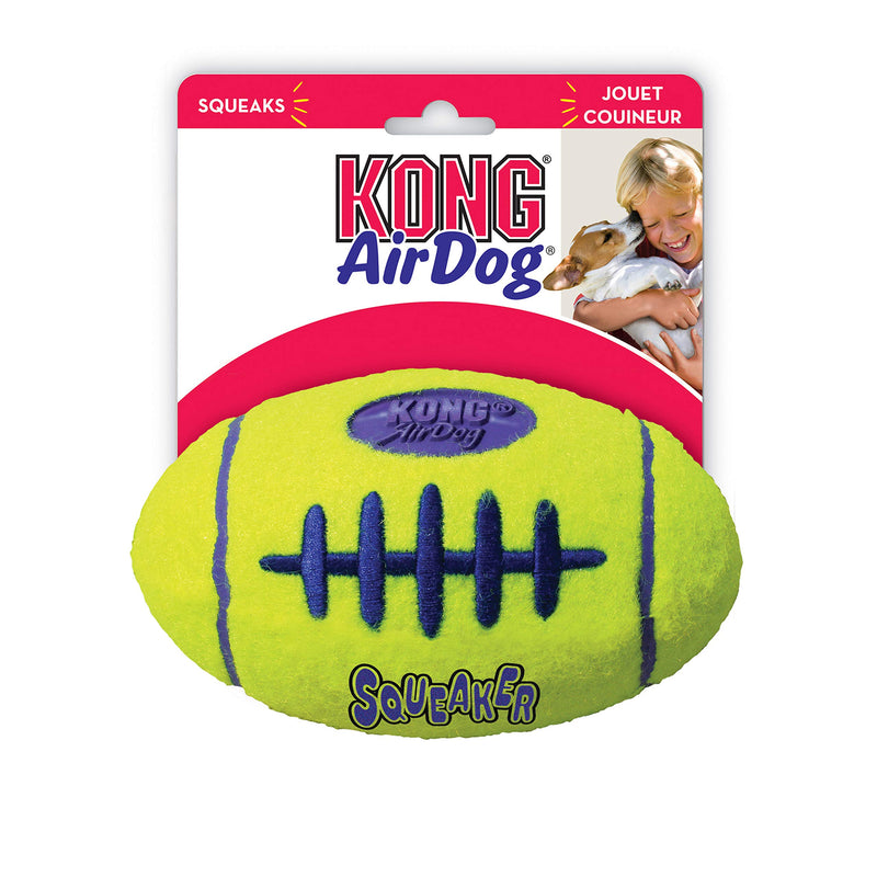 KONG - AirDog Squeaker Football - Squeaky Bounce and Fetch Toy, Tennis Ball Material - For Medium Dogs 1 Count (Pack of 1) - PawsPlanet Australia