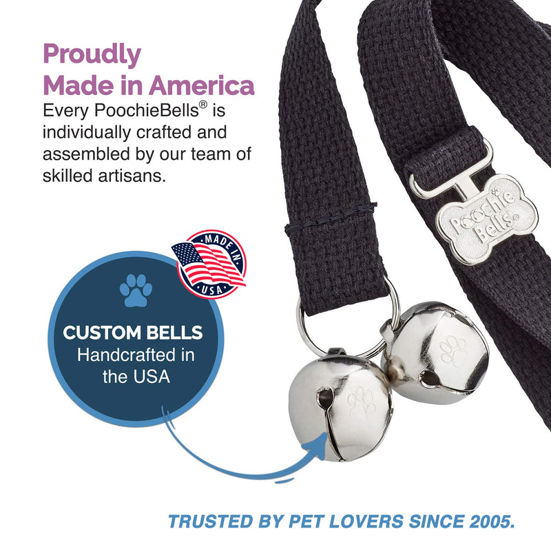 PoochieBells The Original Dog Potty Training Doorbell, Premium Cotton Webbing Collection Black - PawsPlanet Australia