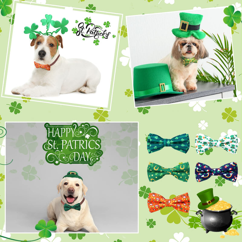 30 Pieces St. Patrick's Collar Dog Bow Ties Clover Bows for Dogs Bow Ties Attachment with Elastic Bands Dog Collar Detachable Charms for Dogs Collar Grooming Accessories St. Particks Costume - PawsPlanet Australia