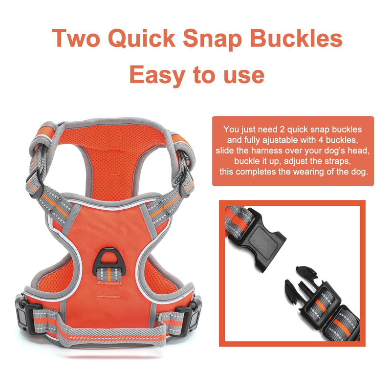 Tanpie No Pull Reflective Dog Harness with Easy Control Handle Adjustable Soft Padded Vest Pet Harnesses for Dogs Small Orange - PawsPlanet Australia