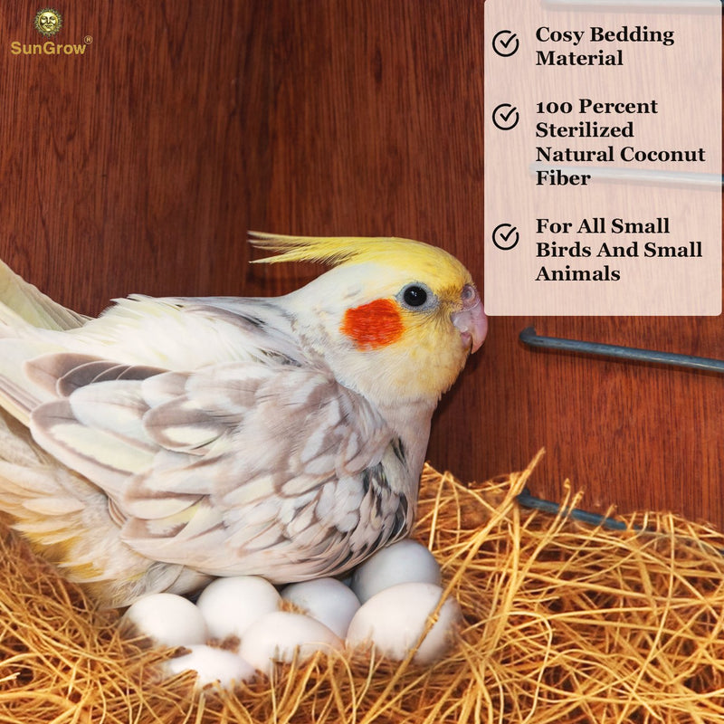 SunGrow 5 oz. Coconut Fiber, Comfortable Bedding for Small Birds and Animals, Nest Lining Material, Great for Nest Building and Hideouts - PawsPlanet Australia