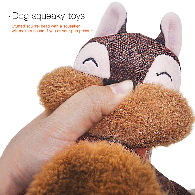 Vitscan Stuffless Dog Toys for Puppy, Crinkle Squeaky Dog Chew Toys Squirrel Plush Dog Toy with Rope Knots for Small Dogs (Squirrel) Brown Squirrel - PawsPlanet Australia