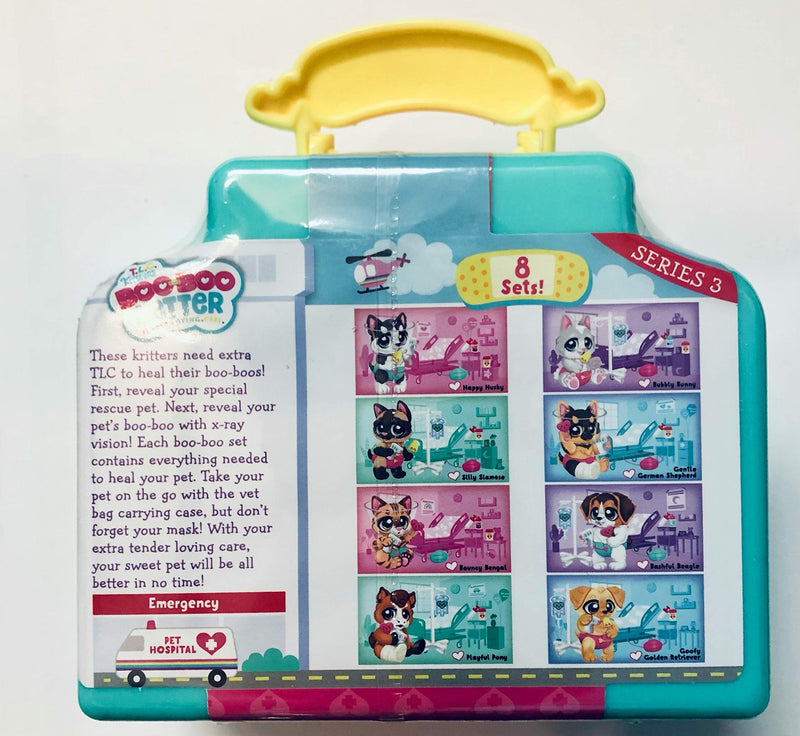 T.L.C. Kritters Boo Boo Better Mystery Vet Carry Case Series 3 - 12 Pieces Pet, Case, Accessories, X-Ray Card, Diaper + More!! - PawsPlanet Australia