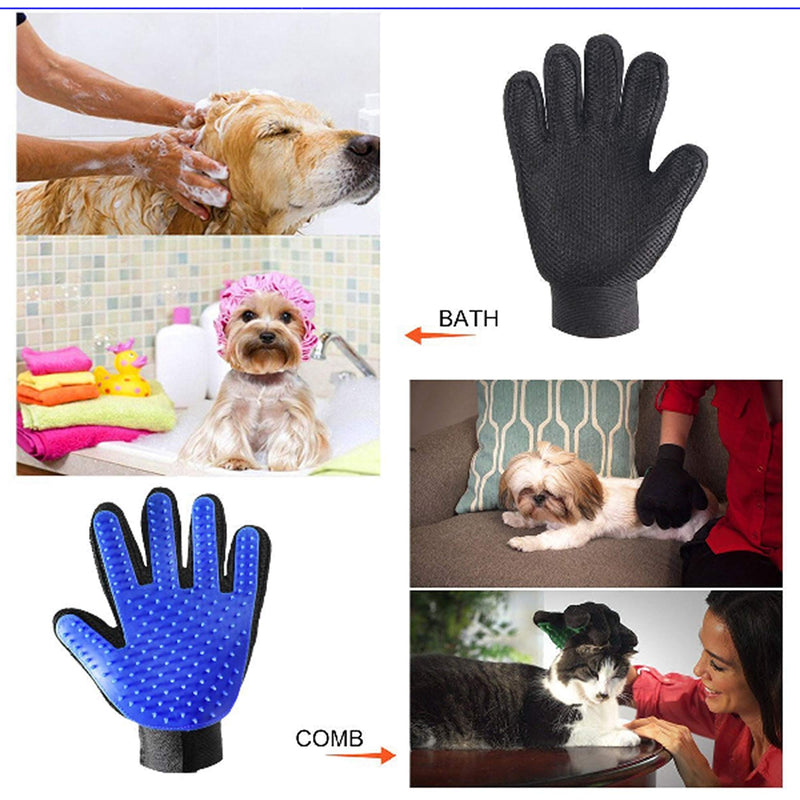 VingaHouse Pet Beauty Gloves, A pair of Brush Removal Gloves, Brush Removal Efficient Pet Hair Removal Gloves, Cat and Dog Left and Right Hand Hair Removal Tools Blue - PawsPlanet Australia