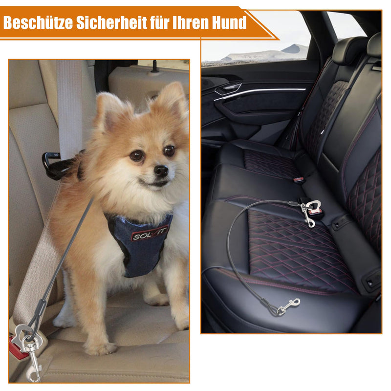 EUIOOVM Pack of 2 Stainless Steel Dog Seat Belt, Dog Seat Belt Car No Chew Heavy Duty Car Seatbelt for Pets Dog Belt for All Dog Breeds, Coated Steel Rope to Prevent Chewing (Black) - PawsPlanet Australia