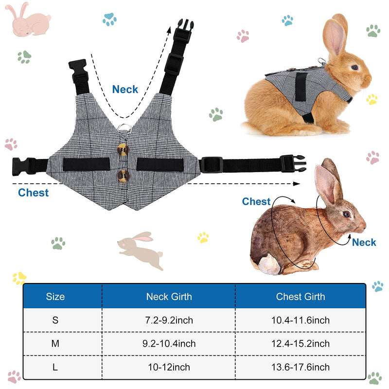 2 Pieces Rabbit Vest Harness and Leash Set Adjustable Formal Suit Style Adjustable Soft Bunny Harness for Bunny Rabbit Kitten Small Animal Walking - PawsPlanet Australia