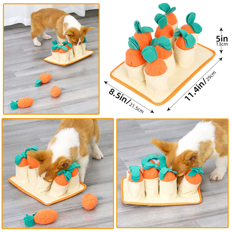 Pet Snuffle Toy Feeding Mat for Dogs，Interactive Dog IQ Training Treat Puzzle Toy，Durable Dog Feeder Bowl Nose Work Game Prop Encourage Natural Foraging Skill，Easy to Fill，Machine Washable (Carrot) Carrot - PawsPlanet Australia