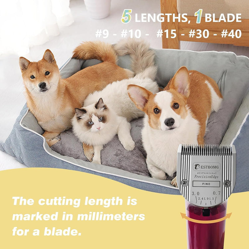 BESTBOMG Professional 5-in-1 Dog Blades with Adjustable Cutting Length 0.7-3mm Compatible with Wahl Arco, Bravura and Moser Arco 1870/1871/1872/1873/1854, Pack of 2 - PawsPlanet Australia