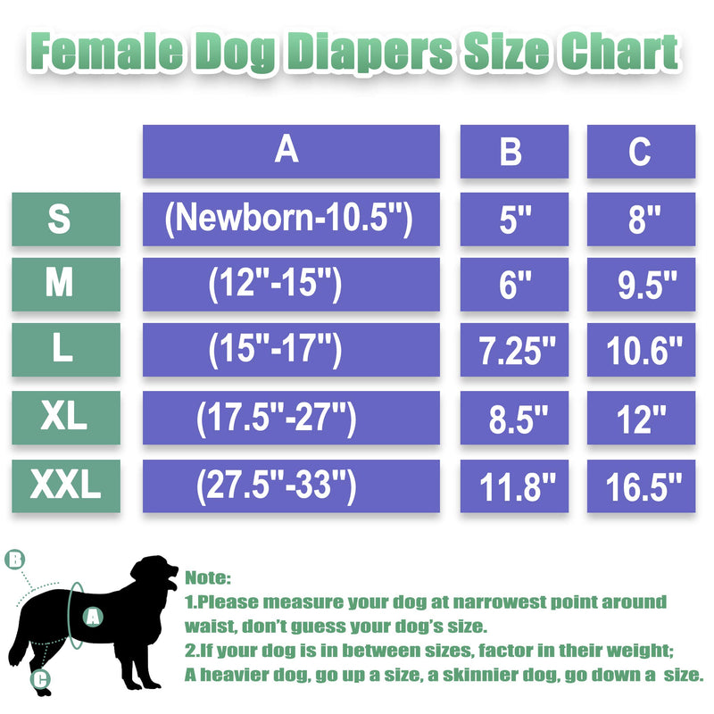 wegreeco Washable Female Dog Diapers (Pack of 3) Large (15"-17" Waist) Bright Color - PawsPlanet Australia