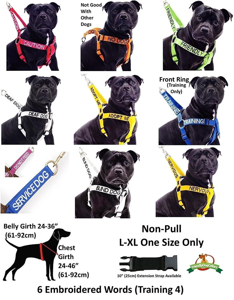 FRIENDLY (Known as Friendly to all) Green Colour Coded Non-Pull Front and Back D Ring Padded and Waterproof Vest Dog Harness PREVENTS Accidents By Warning Others Of Your Dog In Advance (L) Large Harness - PawsPlanet Australia