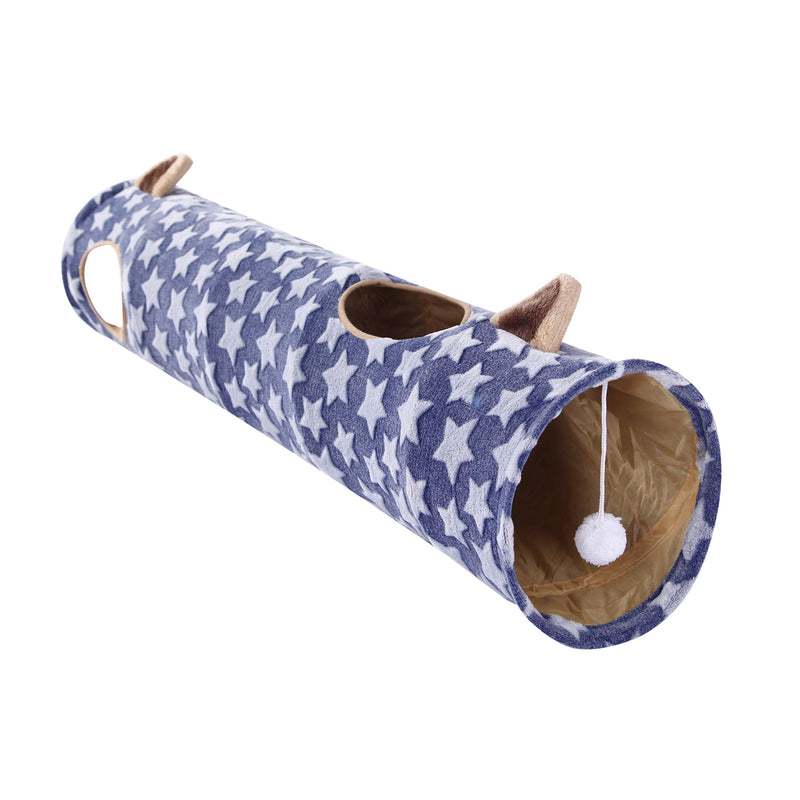 [Australia] - LUCKITTY Large Cat Toy Collapsible Tunnel Tube with Plush Balls, for Small Pets Bunny Rabbits, Kittens, Ferrets,Puppy and Dogs Blue 