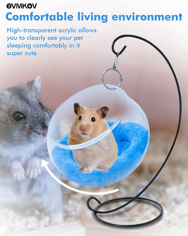 Hamster Hammock, Hamster Bed House, Guinea Pig Bed Toys, Hamster Hideout，OVMKOV Small Animal Acrylic Warm Bed House Cage with Warm Pad for Guinea Pig Hamster Rat Chinchilla and Gerbil Play Sleep - PawsPlanet Australia