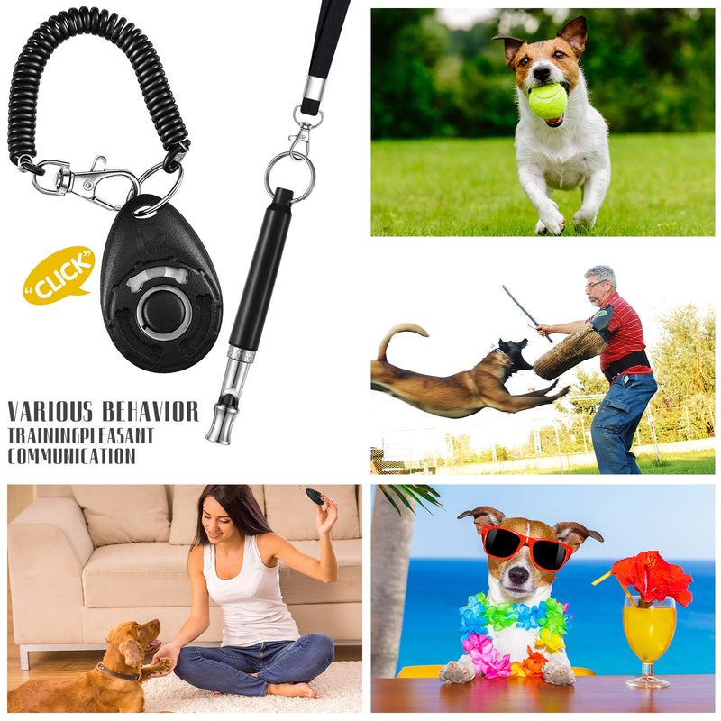 Frienda 8 Pieces Dog Training Whistle with Clicker Kit Include 4 Pieces Adjustable Dog Ultrasonic Whistle with Lanyard and 4 Pieces Training Clicker with Wrist Strap for Pet Training Recalling - PawsPlanet Australia