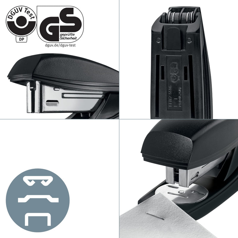 Leitz NeXXt recycling stapler, for 25 sheets, pocket size, with mini staple remover, including 200 staples, made of steel and recycled plastic, climate neutral, Recycle series, black, 56060095 - PawsPlanet Australia