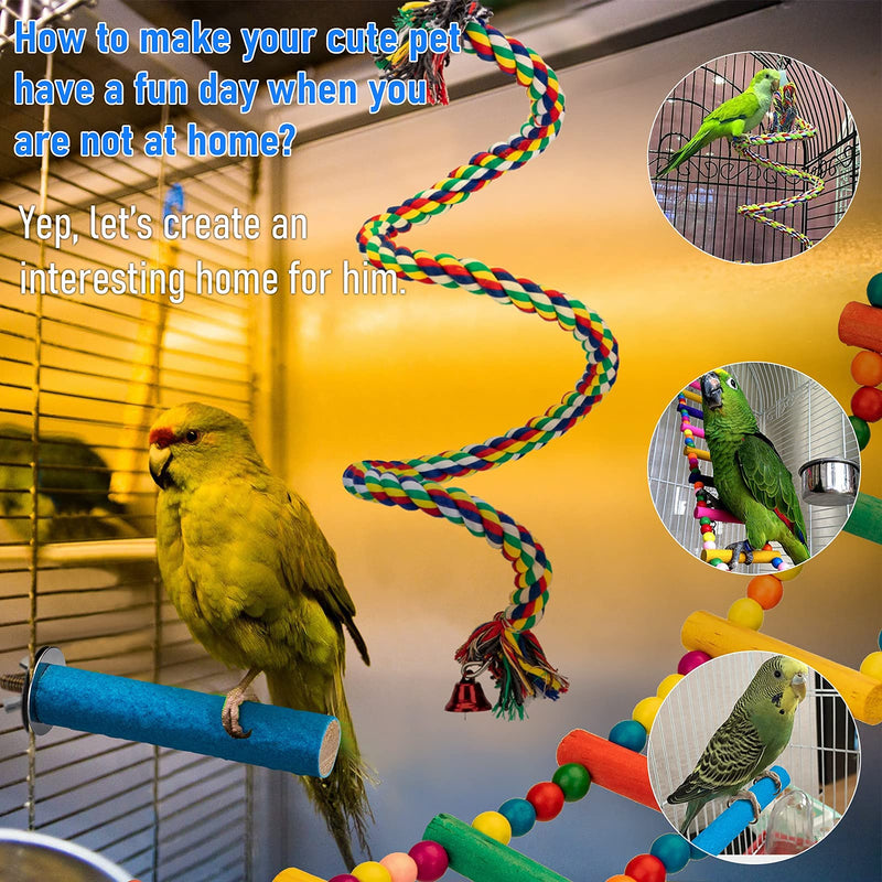 YAYMEW Bird Cage Accessories Perches Stand Rope Ladder Hanging Swing Toys for Small Parrots and Birds Only (3 Pcs) - PawsPlanet Australia