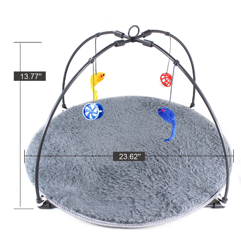Winsterch Cat Toys Interactive Activity Center Play Mat with Hanging Toy Balls,Cat Kitten Bed Toys (23.62''x 23.62''x 13.77'', Grey) 23.62''x 23.62''x 13.77'' - PawsPlanet Australia