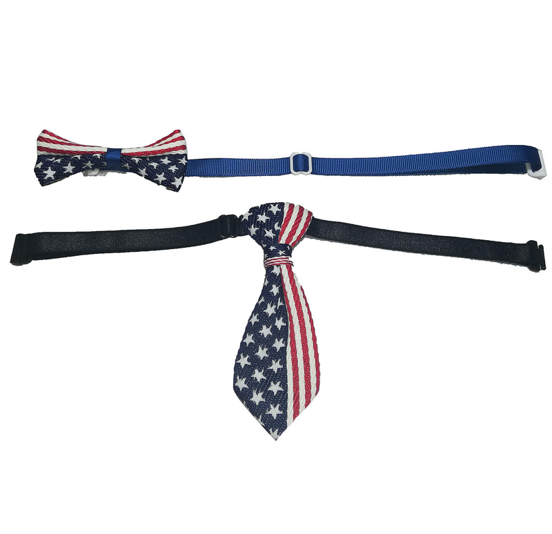 [Australia] - YCBDF 2Pcs A Pack Lovely Beautiful Festival Dog & Cat Gift USA American Flag Pet Dog & Cat Bow Tie and Necktie Collar 