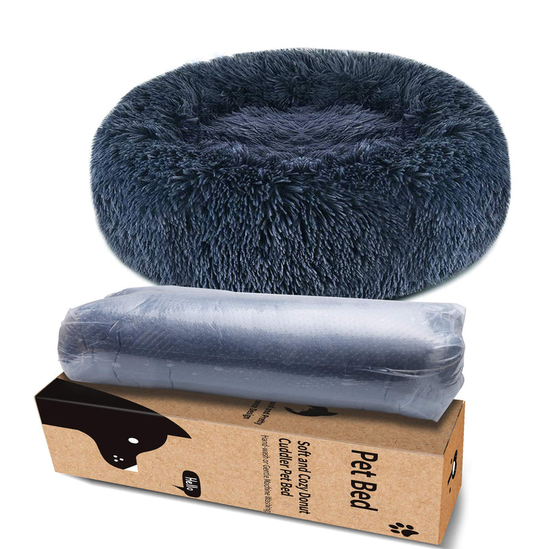 GORDITA Dog Bed for Medium Dogs Comfortable Donut Cuddler Round Dog Bed Anti-Slip Faux Fur Pet Bed Ultra Soft Pet Cushion Bed for Dog Cat Joint-Relief and Improved Sleep (24'' x 24'') Medium 24'' x 24'' Dark Gray - PawsPlanet Australia