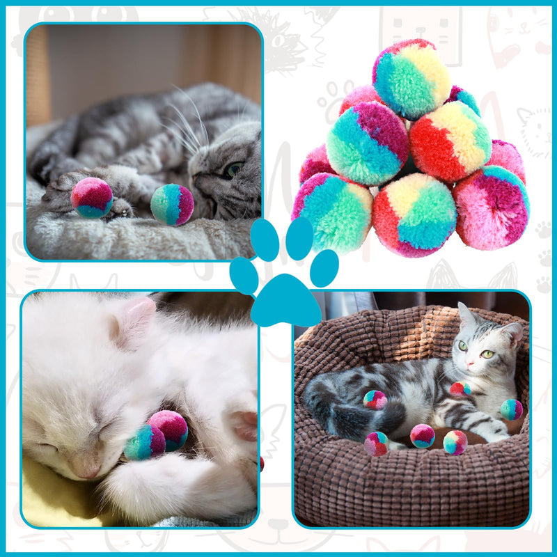 Amaxiu 3 cm colorful cat pom pom ball toy, 20 pieces rainbow cat toy balls, soft plush cat ball, interactive toy, training ball toy for indoor cats, kittens, practicing playing - PawsPlanet Australia