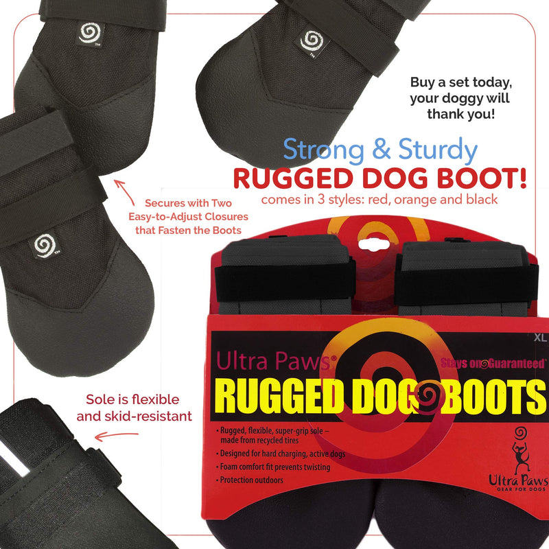 Ultra Paws Durable Heavy Duty Water Resistant Tough Nylon with Thick Soles for Small, Medium and Large Dogs Size 5 - 2.5" W Black - Heavy Duty - PawsPlanet Australia