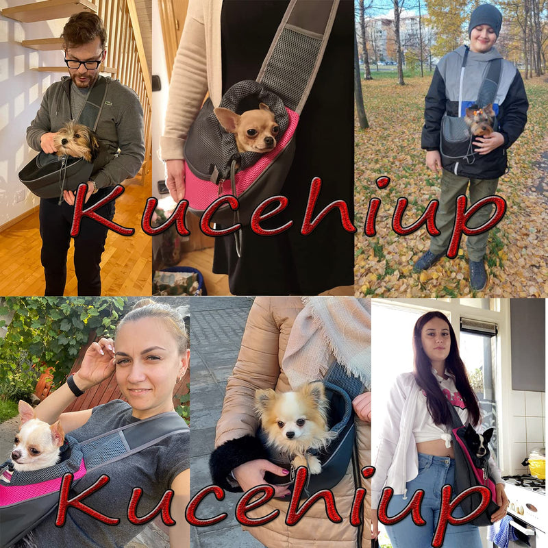 Kucehiup Dog Sling Carrier for Small Dogs Cat Carrier Breathable Mesh Hand-Free Bag(Fits Approximately 3 lbs to 6 lb Pets) Black - PawsPlanet Australia
