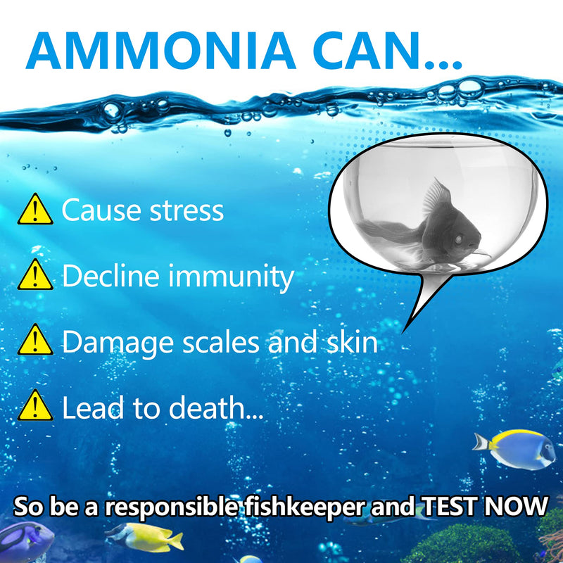 FUNSWTM Ammonia Test Strips, Ammonia Tester for Aquarium, Pond Ammonia Test Kit for Saltwater and Freshwater Aquarium, Fish Tank and Pond 100 ct - PawsPlanet Australia