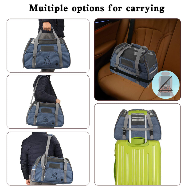 DAWOO Cat Carrier Airline-Approved Travel Pet Carrier,Dog Carrier,Suitable for Small and Medium-Sized Cats and Dogs(Denim Blue) Denim Blue - PawsPlanet Australia