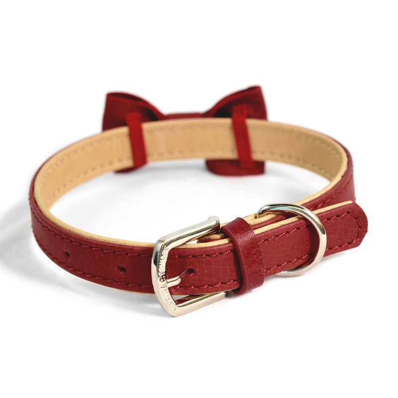 [Australia] - MARTHA STEWART Leather Bow Tie Buckle Collar for Dogs Red Size 16 