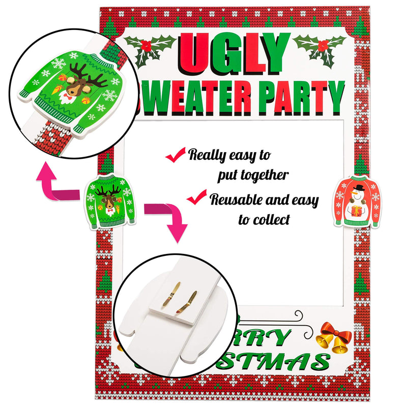 Christmas Photo Booth Props Ugly Sweater Photo Props Set of 8 Xmas Ugly Sweater Party Booth Frame Christmas Tacky Sweater Photo Booth 2020 New Years Party Eve Decorations by Joy Day Red and White - PawsPlanet Australia