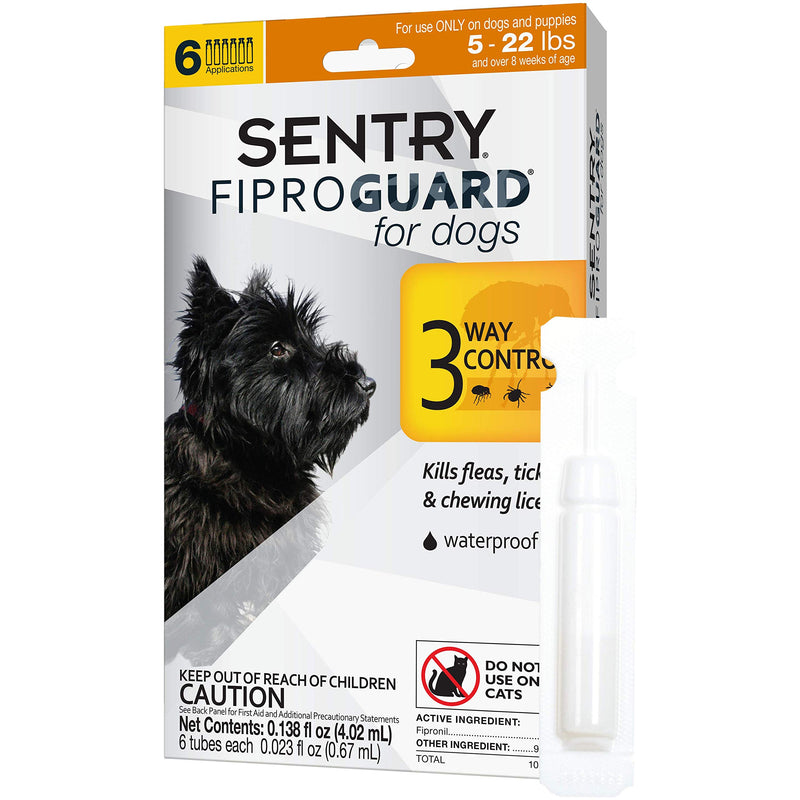 SENTRY Fiproguard for Dogs, Flea and Tick Prevention for Dogs (5-22 Pounds), Includes 6 Month Supply of Topical Flea Treatments - PawsPlanet Australia