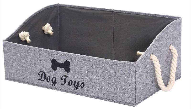 Geyecete Large Dog Toys Storage Bins - Foldable Fabric Trapezoid Organizer Boxes with Cotton Handle, Collapsible Basket for Shelves (Snow Gray-DOG) Snow Gray - PawsPlanet Australia