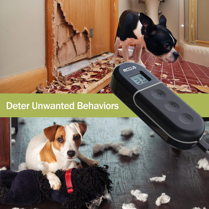 [Australia] - MODUS Anti-Barking Device, 3-in-1 Dog Training Device, 3 Ultrasonic Modes, Rechargeable Dog Barking Deterrent via USB Port, LCD Screen Display, Control Range up to 16.4 Ft, Outdoor and Indoor 