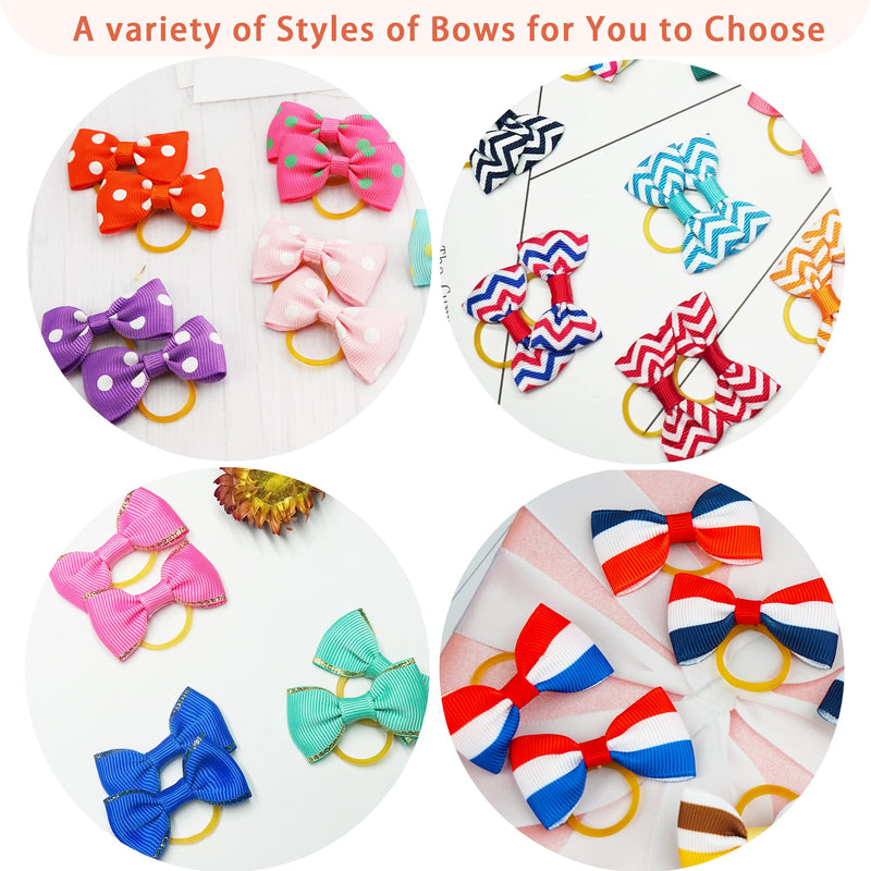 100Pcs/50Pairs Dog Bows Polka Dot Pet Hair Bows with Rubber Bands Puppy Pet Grooming Bows Varies Colors Dog Hair Accessories - PawsPlanet Australia