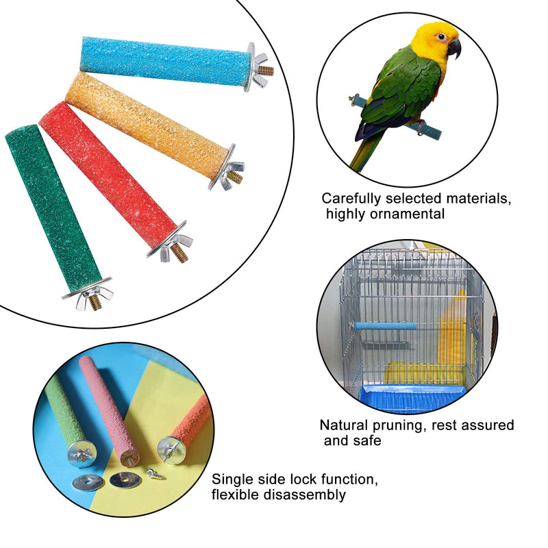AHANDMAKER Bird Perchs Bird Stand, 8 Pcs 4 Colors Bird Cage Accessories Colorful Wood Perch Paw Grinding Stick for Bird Parakeet Parrot, 4.5 Inch Long - PawsPlanet Australia