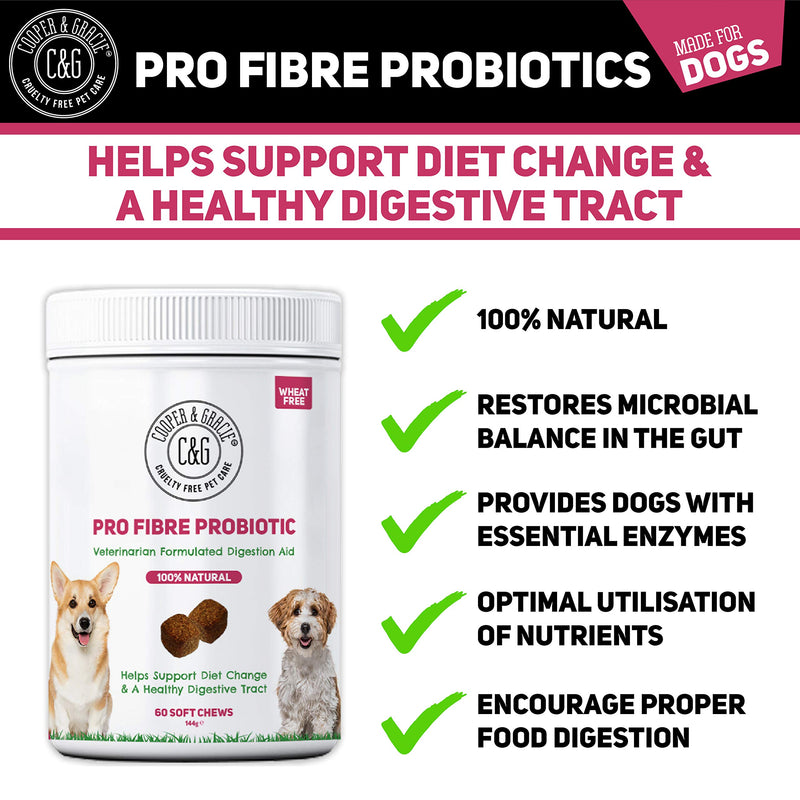 C&G Pets | PROBIOTIC FIBRE FOR DOGS 60 SOFT CHEWS | HEALTHY DIGESTIVE TRACT | RESTORES MICROBIAL BALANCE IN GUT | OPTIMUM UTILISATION OF NEUTRIENTS | VETERINARIAN FORMULATED - PawsPlanet Australia