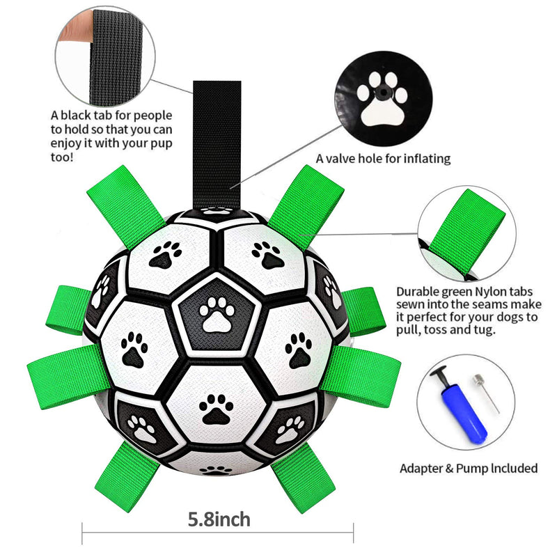 Dog Ball Dog Toys Soccer Ball with Grab Tabs | Interactive Dog Ball Toy with Nylon Grabber Handle | Dog Ball Toys Durable Tug of War Dog Toy | Treat & Active Pets Dog Balls for Small or Medium Dogs Medium-1Pcs - PawsPlanet Australia