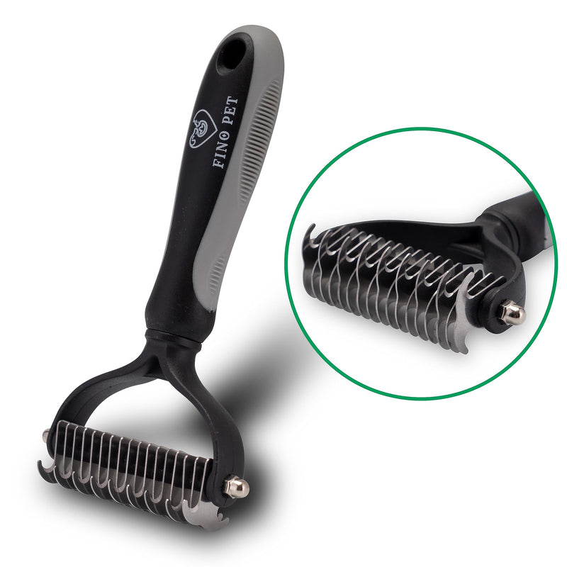 FinoPet set of 2 with different undercoat brush/undercoat brush and curry comb, long hair short hair undercoat brushes, animal hair remover, dog comb, cat comb, cat brush, dog brush set of 2 with fur comb and de-matting curry comb - PawsPlanet Australia