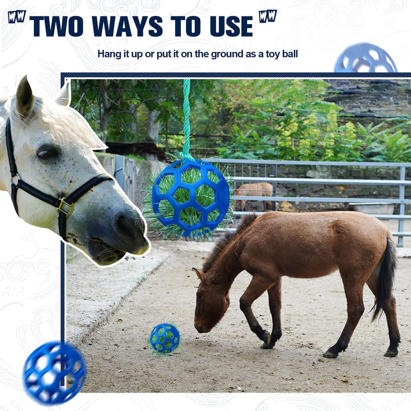 2 PCS Horse Treat Ball Hay Feeder Toy Hanging Feeding Goat Toys Relieve Stress Hay Ball with 2 Ropes for Horse Goat Sheep, Horse Stable Stall Paddock Rest - PawsPlanet Australia