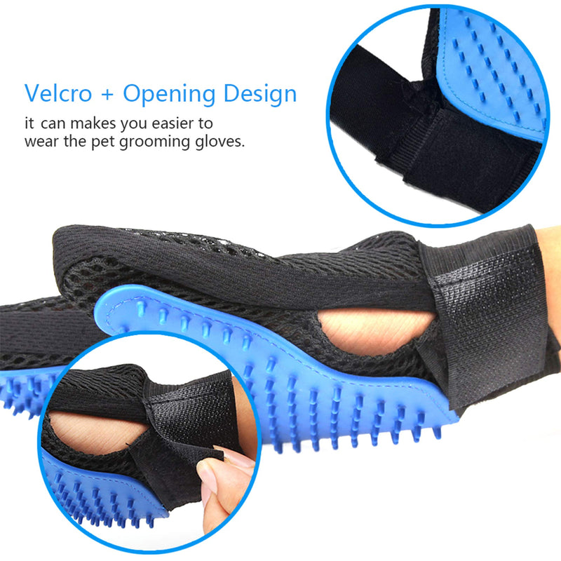 [Australia] - SSRIVER Pet Grooming Glove Hair Remover Brush Gentle Deshedding Efficient Pet Mitt Pet Massage Gloves Left & Right Hand Draw Dog Cat Horse Long Short Fur (1 Right Hand (Blue)) 