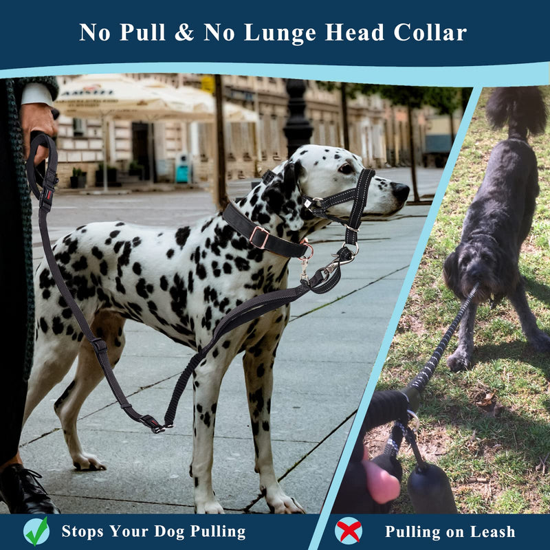 Head Collar for Dogs, No Pull Head Halter Stop Dog Pulling, Durable Dog Walking Training Headcollar with Strong Leash for Medium Large Dogs S (Snout: 6.3"-11") Headcollar / Hands-Free Dog Leash - PawsPlanet Australia