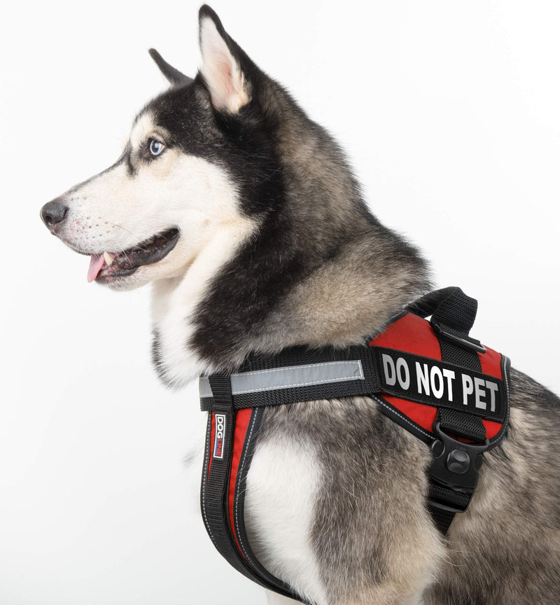 [Australia] - Dogline Unimax Multi-Purpose Dog Harness Vest with Do Not Pet Patches Adjustable Straps Comfy Fit Breathable Neoprene for Medical Service Identification and Training Dogs Medium/22" to 30" Red 