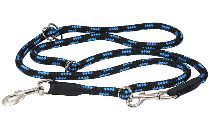 [Australia] - Adjustable Multifunctional Rope Dog Leash 42"-70" Large; 1/2" (12mm) Diam Blue/Black 