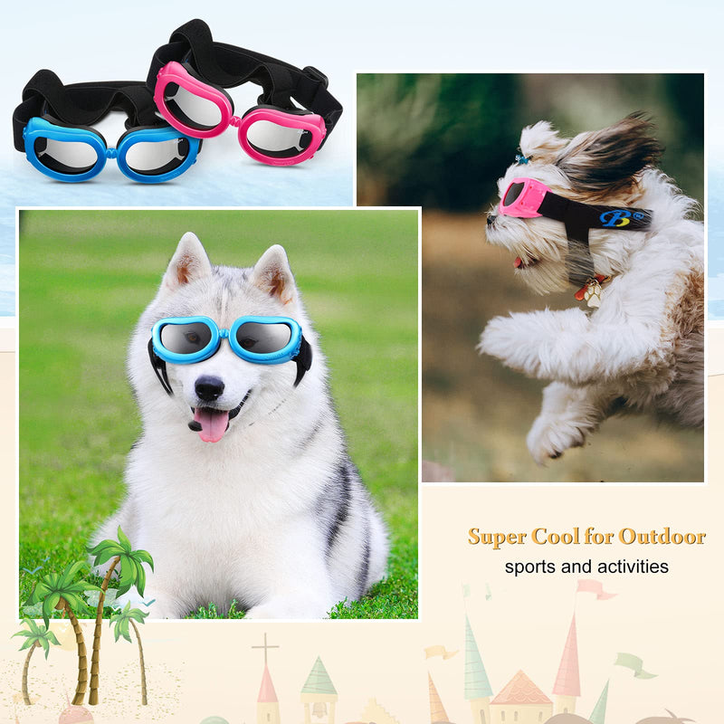 4 Pieces Small Dog Goggles Sun Protection Dog Glasses Adorable Pet Sunglasses Eye Wear with Adjustable Strap Waterproof Windproof for Doggy Puppy Cat (Black, Pink, Blue, Yellow) Black, Pink, Blue, Yellow - PawsPlanet Australia