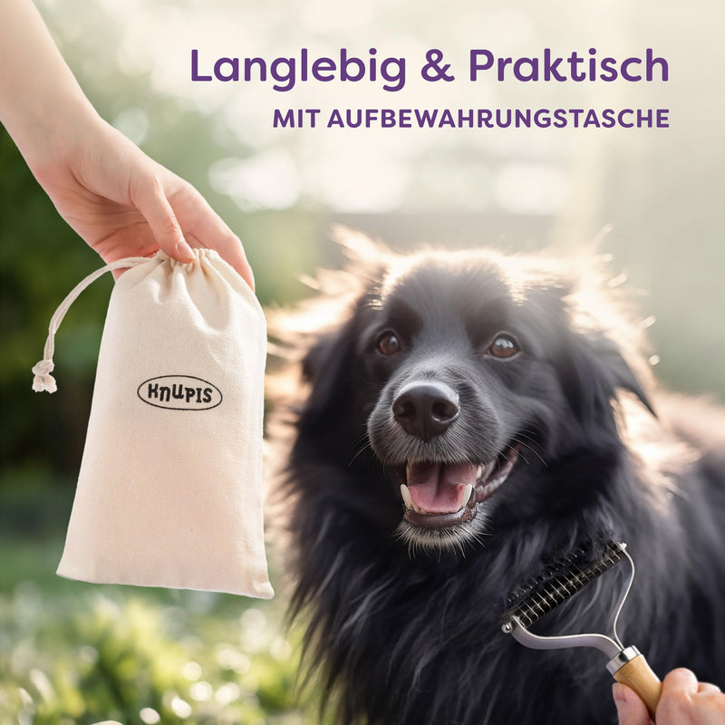 Dog brush - Effective removal of undercoat - Sustainable FSC wood - Soft care - Double-sided fur brush - Dog & cat brush - PawsPlanet Australia