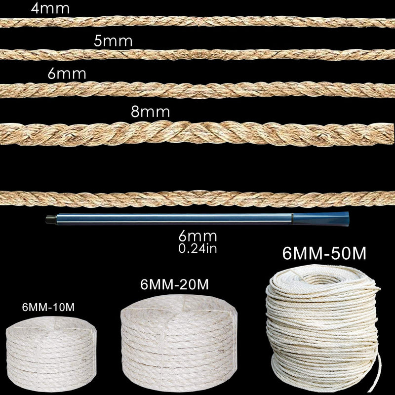 O'woda Cat Natural Sisal Rope for Cat Scratching Post Replacement, 1/4 inch Diameter, for Repairing, Recovering or DIY Scratcher, Hemp Rope for Cat Tree and Tower 33FT Green - PawsPlanet Australia