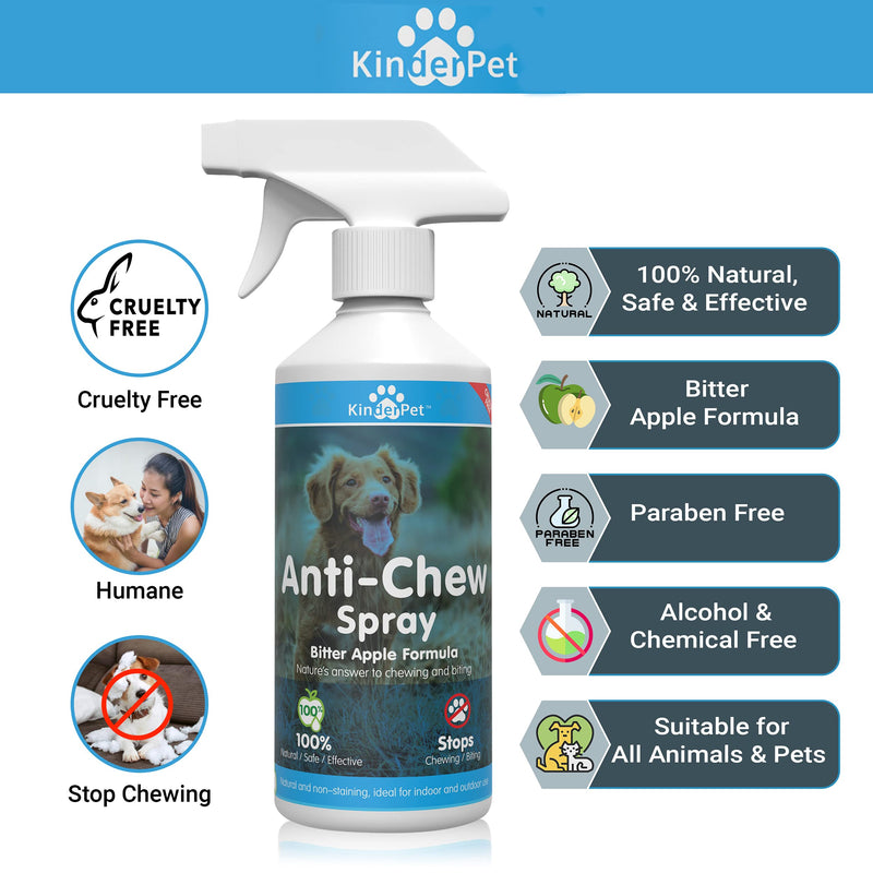 KinderPet Anti Chew Spray Bitter Apple Spray for Dogs 500ML Dog Chewing Deterrent Alcohol Free Anti Chew Repellent Formula for Pet Puppies Dogs - PawsPlanet Australia