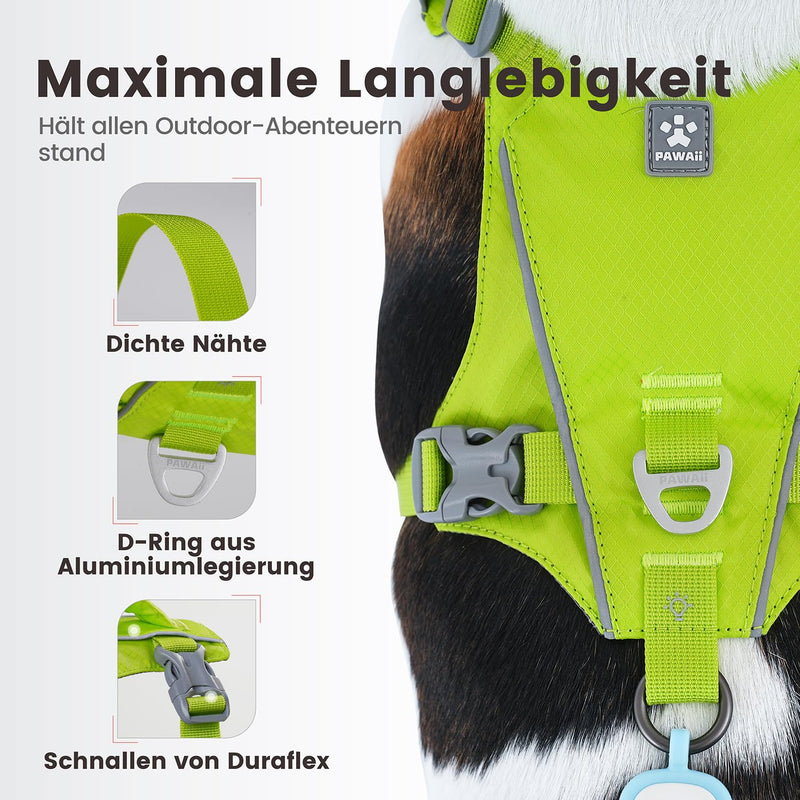 Pawaii dog harness, dog harness for small dogs, ultra-light and ultra-thin, anti-pull, breathable, adjustable, perfect for going out, dog harness with handle, lime green M - PawsPlanet Australia