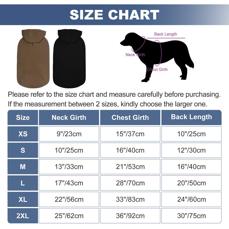 Kickred 2 Pieces Dog Hoodie Sweaters, Spring Dog Vest Sweatshirt with Hat & Pocket & Leash Hole, Basic Pet Clothes Hoodies for Small Medium Large Dogs X-Small Black & Brown - PawsPlanet Australia