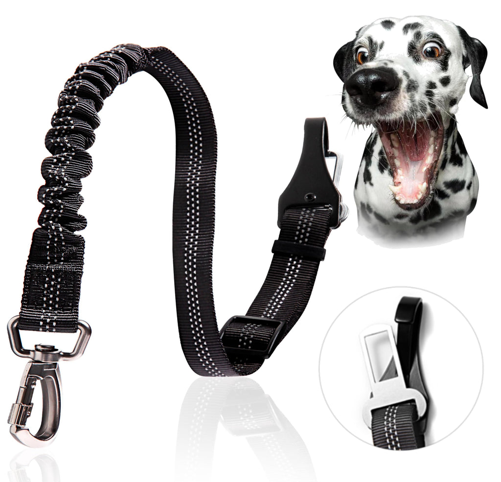 Decyam Dog Car Seat Belt Heavy Duty Durable Dog Car Harness 60-78cm Adjustable Elastic Bungee Dog Seat Belt for Small Medium Large Dogs Black - PawsPlanet Australia