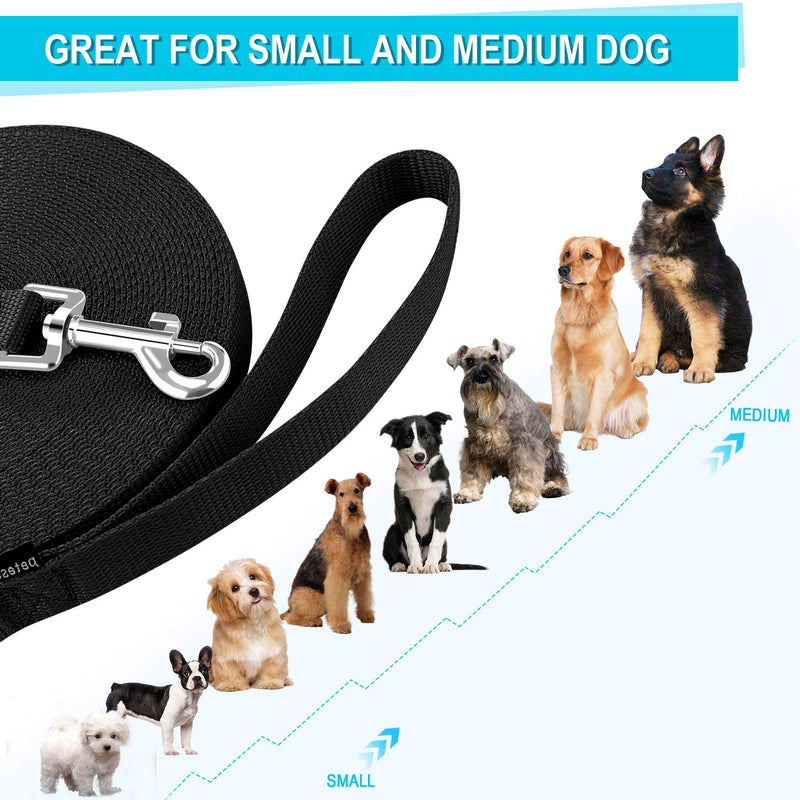 [Australia] - Petescort Dog/Puppy/Cat Obedience Recall Training Long Dog Leash-Training Leash for Yard 30 Feet 50 Feet 20 Feet 15 Feet-Long Line Leash (15 Feet Black) 